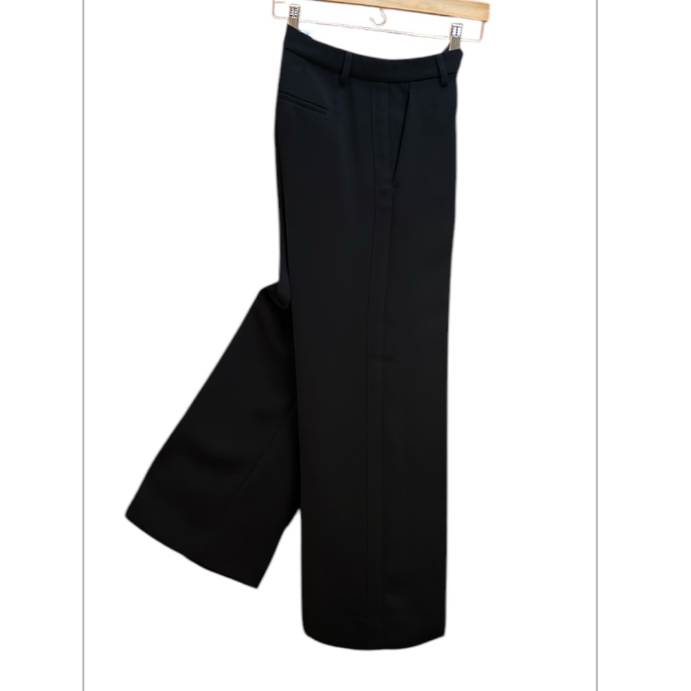 Vince Trousers Blk Mid Rise Straight Leg Tux Stripe same fabric as pants Size 4